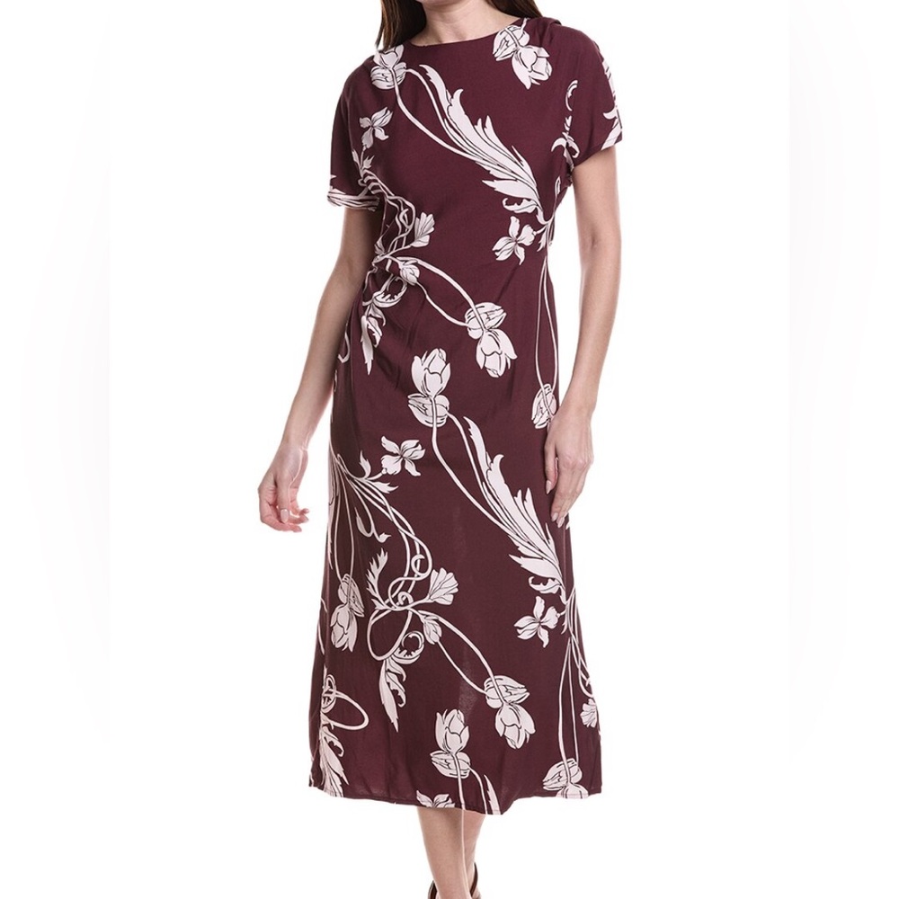 Chic Maroon Floral Midi Dress